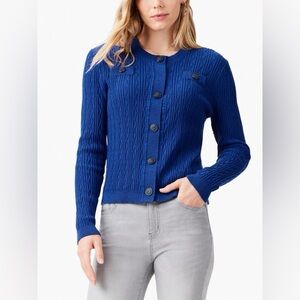 NIC+ZOE Textured Snap Cardigan Womens Size Small‎ Blue Button Front Cable Knit